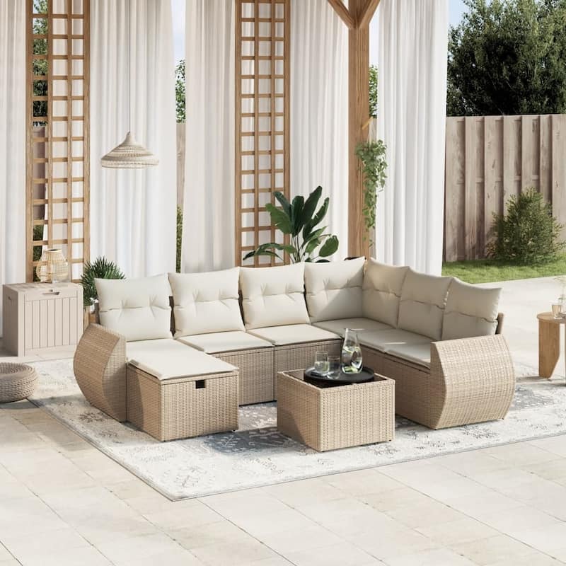 vidaXL Garden Sofa Set - Beige and cream Large