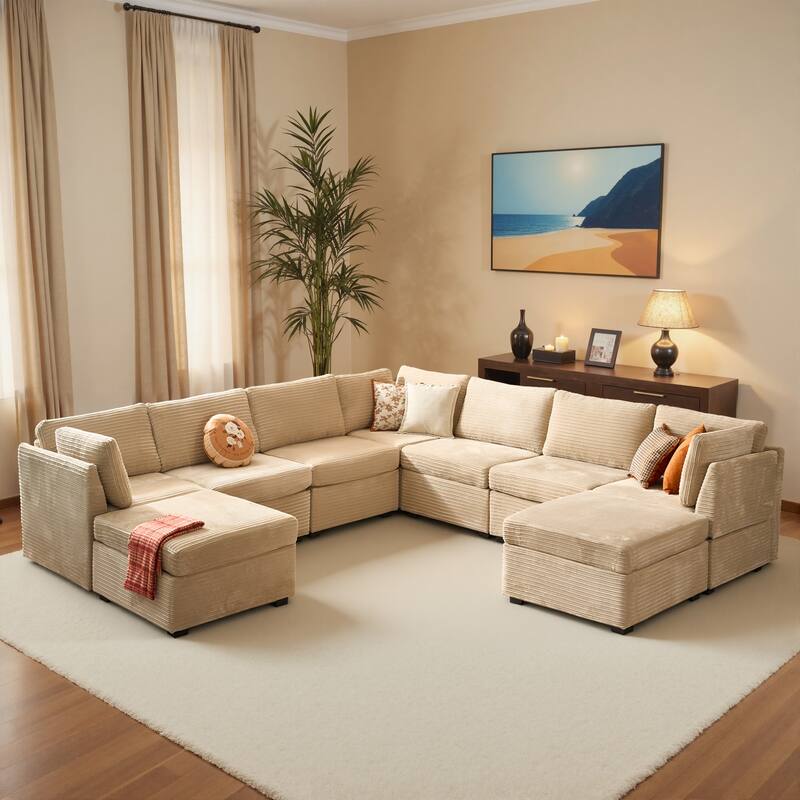 OVIOS Modern L-Shaped Fabric Sofa​