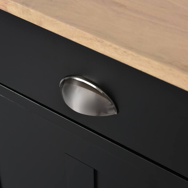 52.20'' Rubberwood Kitchen Cart with Drop-leaf, Sliding Door, Adjustable Shelf, Removable Wheels and 2 Drawers