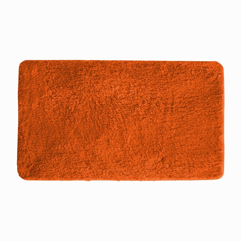 Queen Mary Bath Mat Solid Color, Soft Bath Rug, 17"x24", 18"x30", 20"x60" & 21"x34" - Orange - 21"x34"