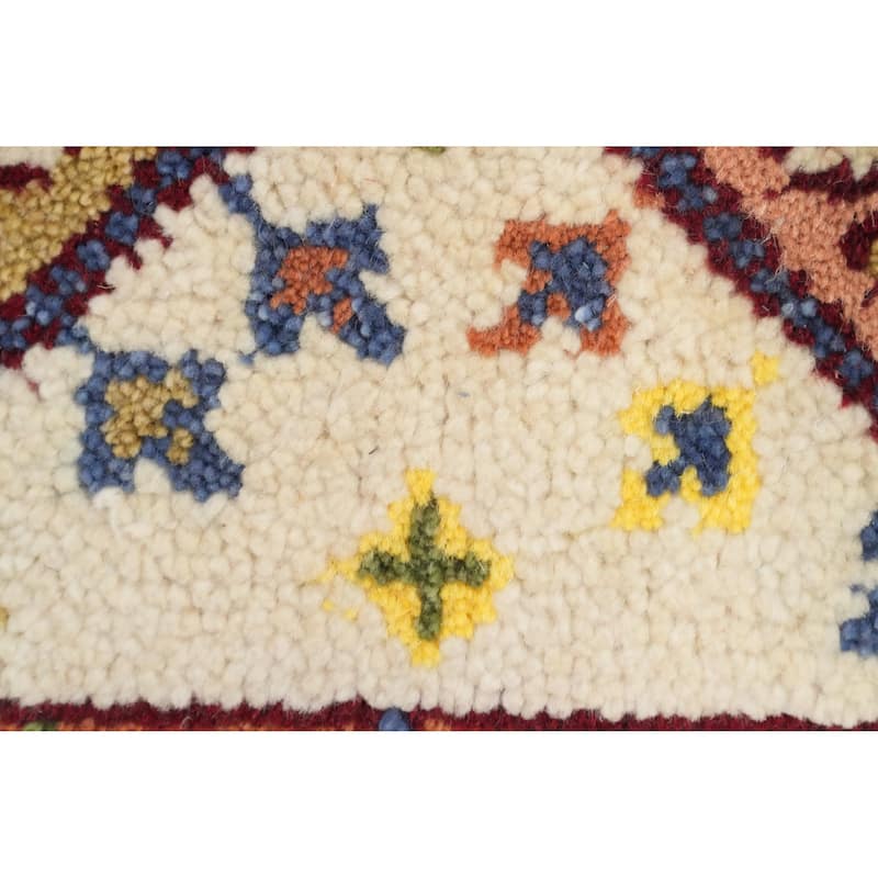 Hand Knotted Oriental 100% Wool Carpet Traditional Geometric Beige & Ivories Kazak Area Rug - 5' 11'' X 3' 10''