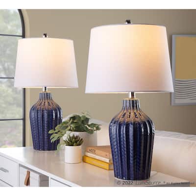 Rockwell 23" Ceramic Table Lamp Linen Shade (Set of 2)