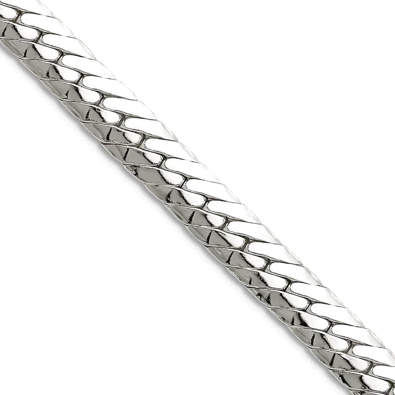Curata 925 Sterling Silver 6.25mm Double Oval Flat Curb Chain Necklace for Men