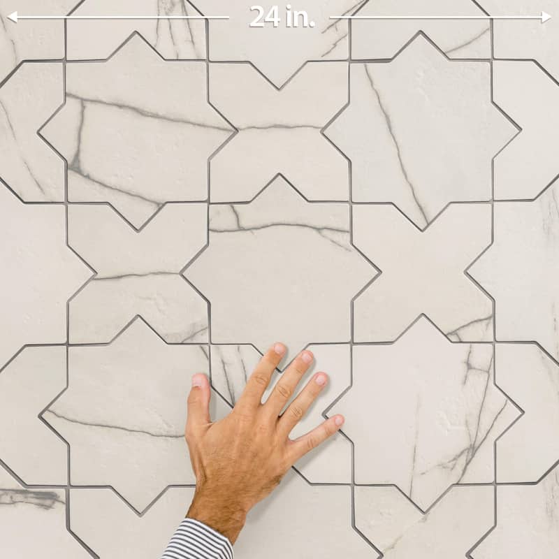 Merola Tile Istanbul Star Day with Day Cross 6" x 12" Porcelain Floor and Wall Tile - Case (32 Tiles)