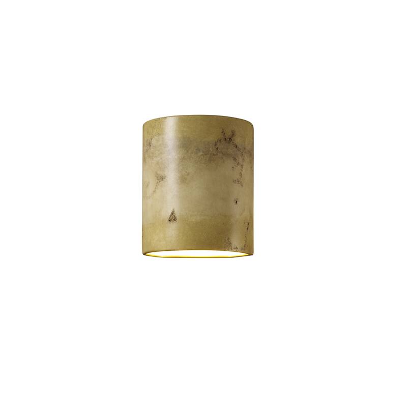 Justice Design Sun Dagger - Small Cylinder Wall Sconce - Open Top & Bottom (Outdoor) - Replaceable Bulb - Greco Travertine