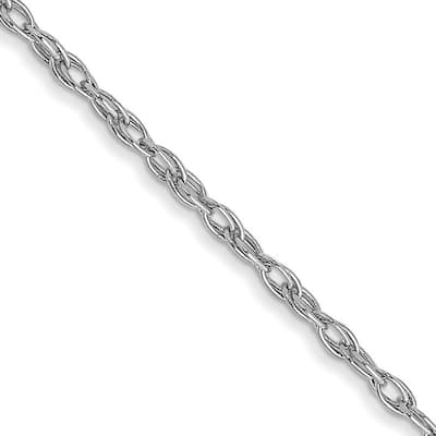 Curata 14k White Gold Carded 1.35mm Cable Rope Chain Necklace (Spring Ring) Options: 16 18 20 24