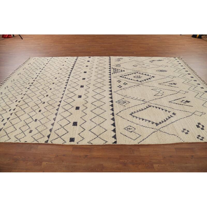 Trellis Moroccan Area Rug Hand-Knotted Oriental Wool Carpet - 7'1"x 10'10"