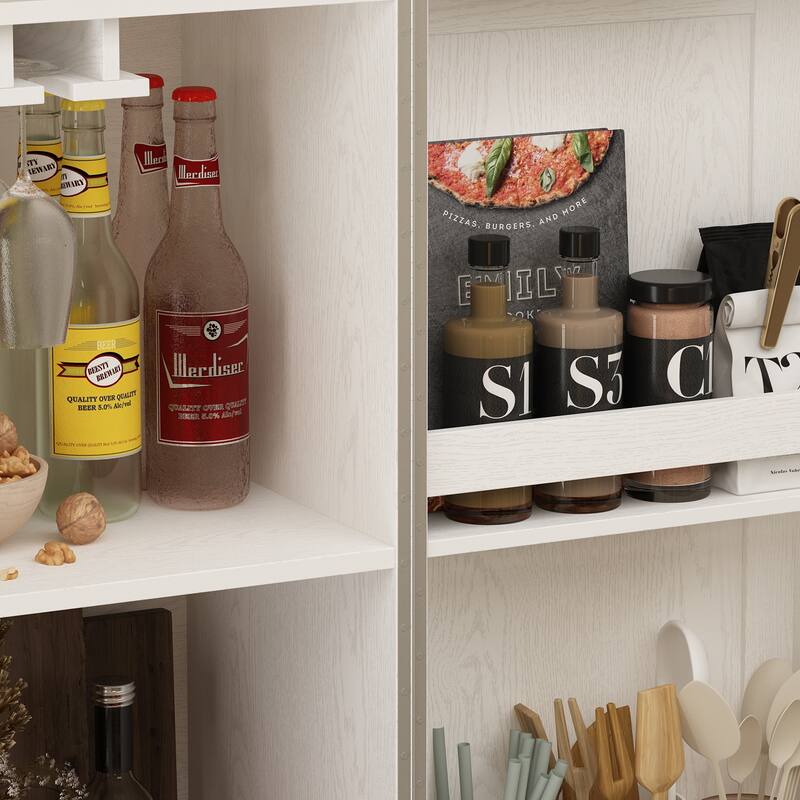 Kitchen Storage Solution Wine Drawers Wine Glass Cabinet Pantry White