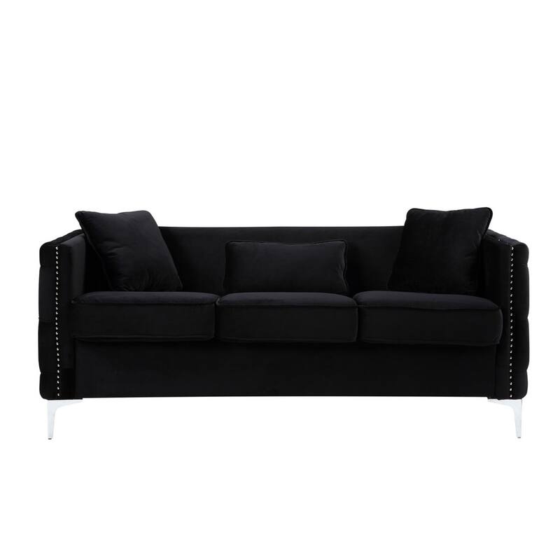 Velvet Living Room Set in Black