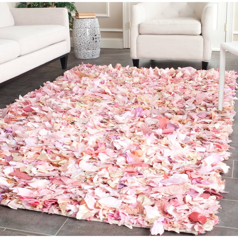SAFAVIEH Handmade Rio Shag Chihoko 3.5-inch Extra Thick Decorative Rug - 4' x 6' - Ivory/Pink
