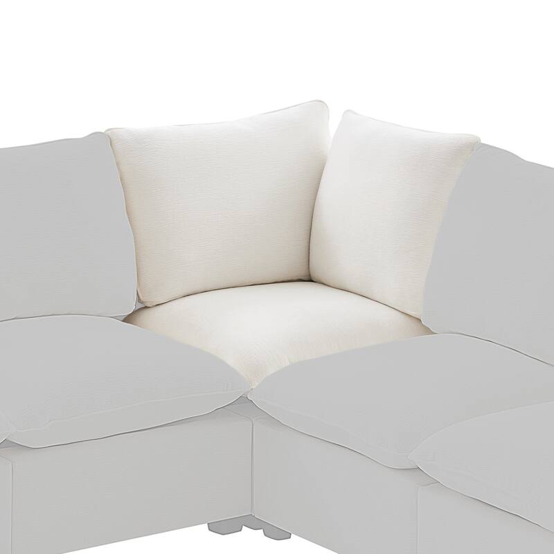 30x30x36" White Chenille Corner Module, 48 lbs, Spacious, High - Quality, Pure Foam Cushions, Flexible Combo