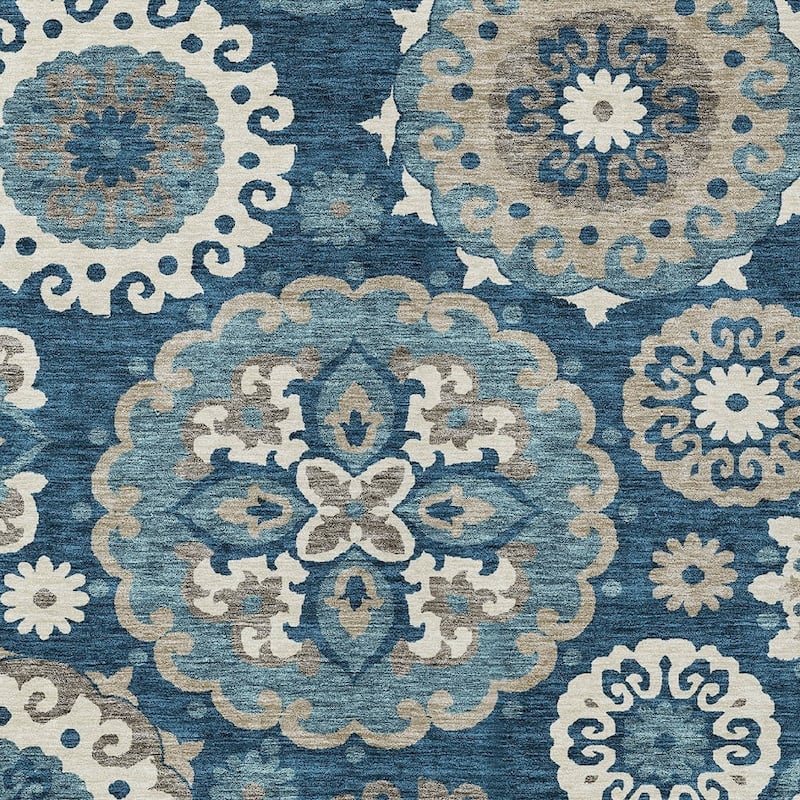 HomeRoots Floral Medallion Transitional Rectangle Outdoor Rug