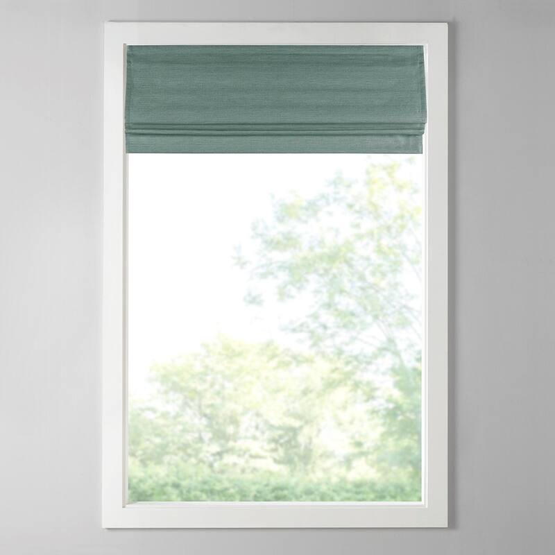 Printed Faux Silk Room Darkening Cordless Roman Window Shade - Green