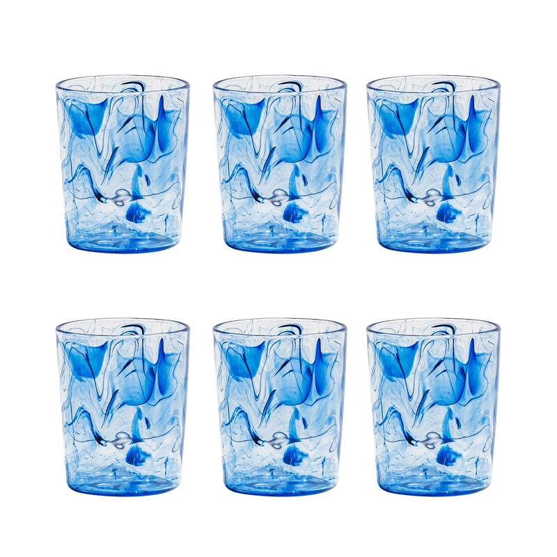 Abode Homewares Aegean Swirl DOF, Blue, 12.4 oz. Set of 6 - Set of 6