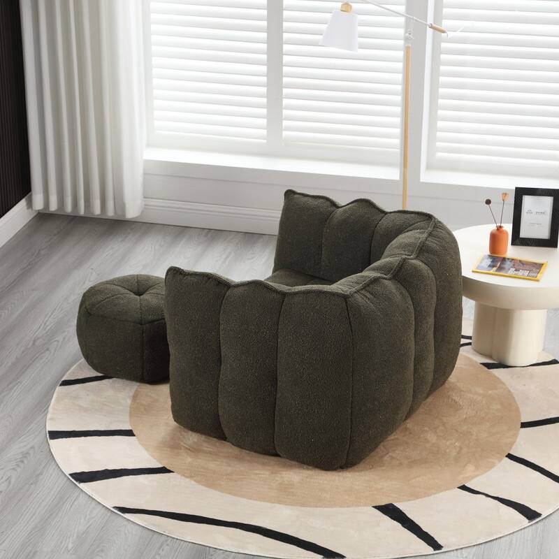 42''W Soft Bean Bag Chair with High Resilient Foam and Footstool