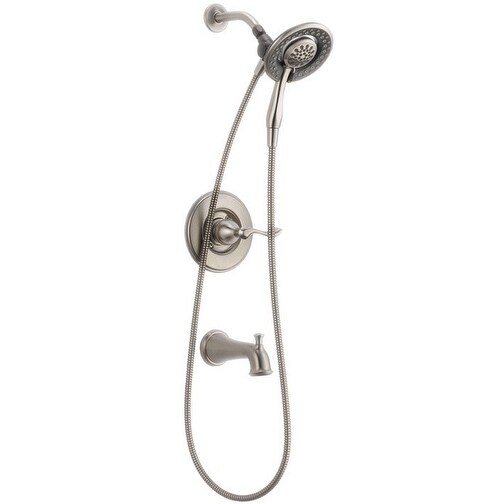 Delta 144710-SS-I20 Tub and Shower Faucet, Stainless Steel, Chrome