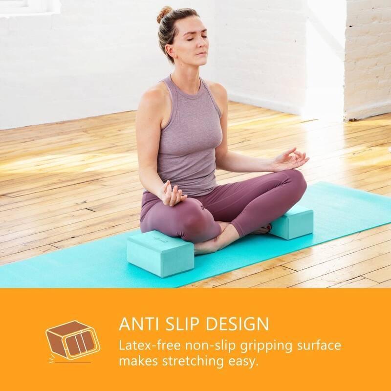 Sol Living Exercise Non Slip Foam Yoga Block 4" x 6" x 9" - 2 Pack