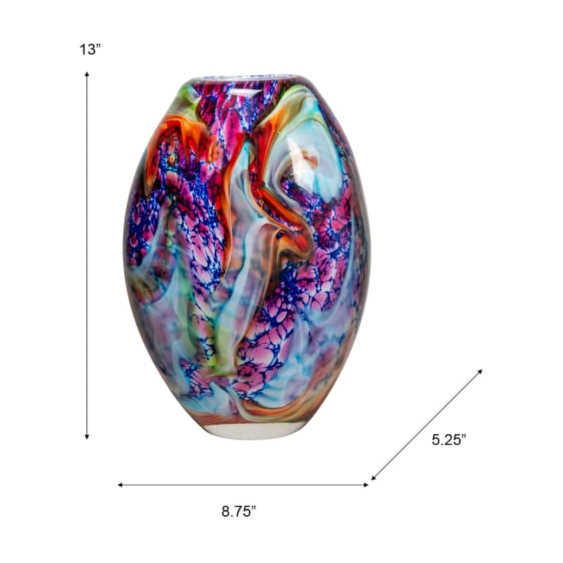 13IN Tall Villa Cuzzano Handcrafted Art Glass Vase