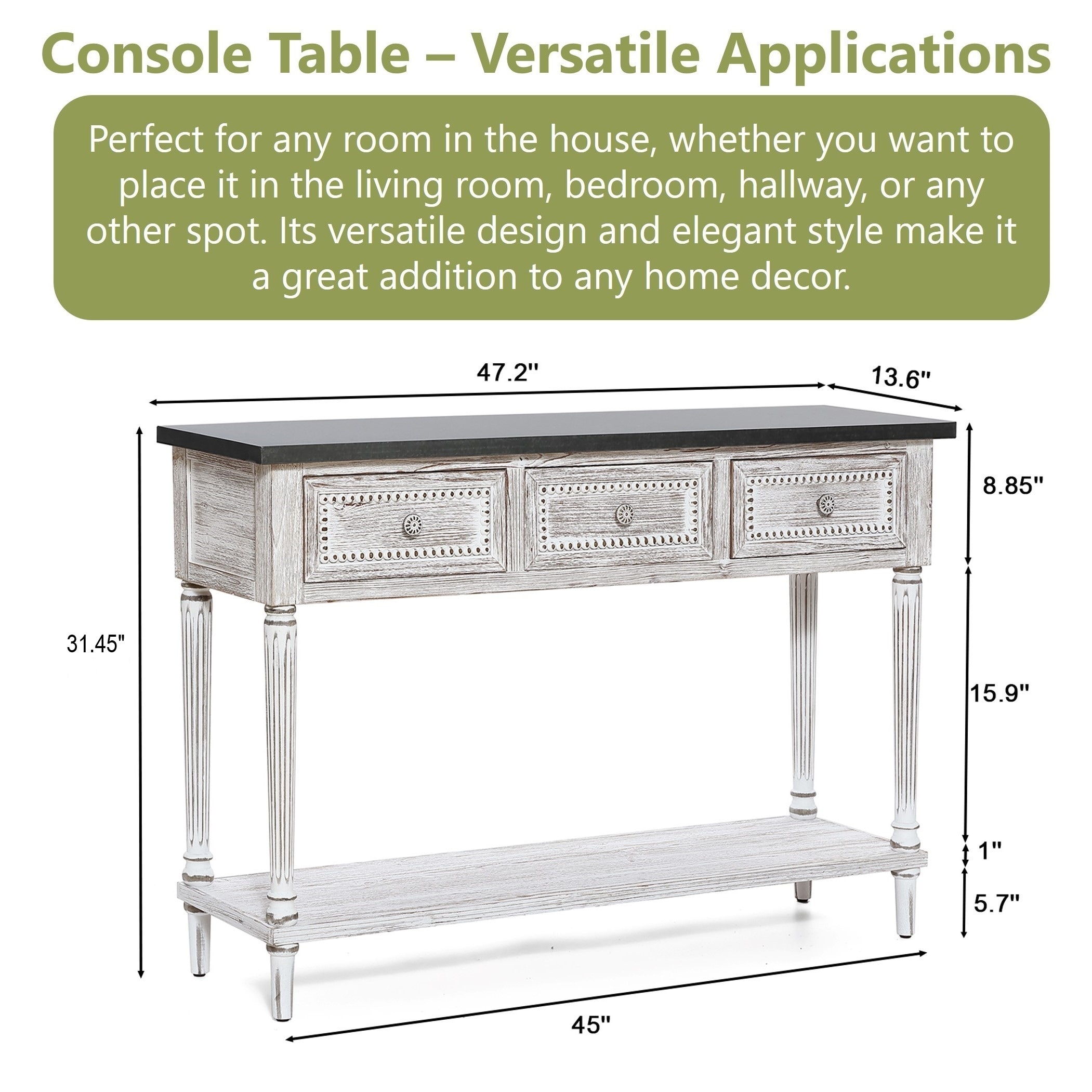 Wood and metal farmhouse distressed console table sale