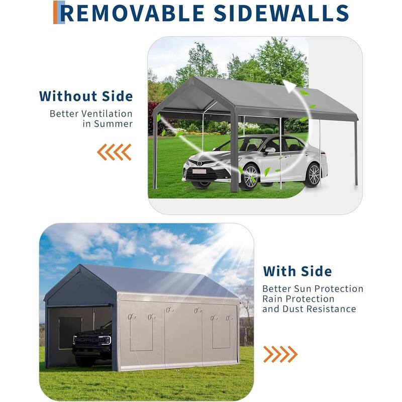 10x20 Ft Metal Carport Oversized Portable Garage for Cars, Trucks and Boats - 10X20 Ft