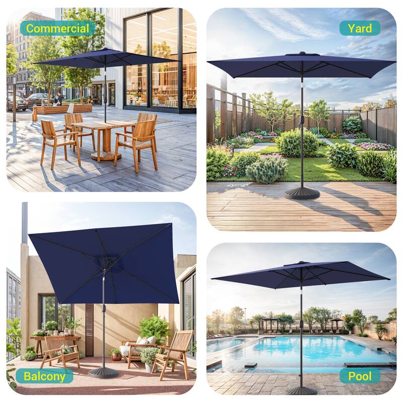 BONOSUKI LED 10 x 6.5ft Outdoor Umbrellas Patio Market Table Umbrellas
