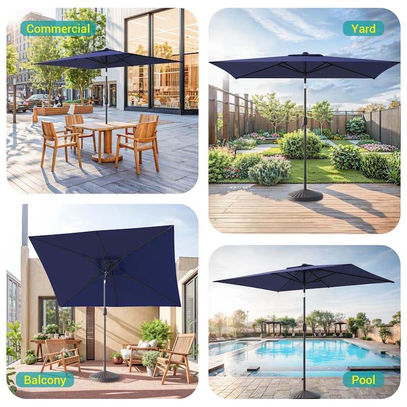 Bonosuki 10 x 6.5ft Patio Rectangular Umbrella with Tilt and Crank