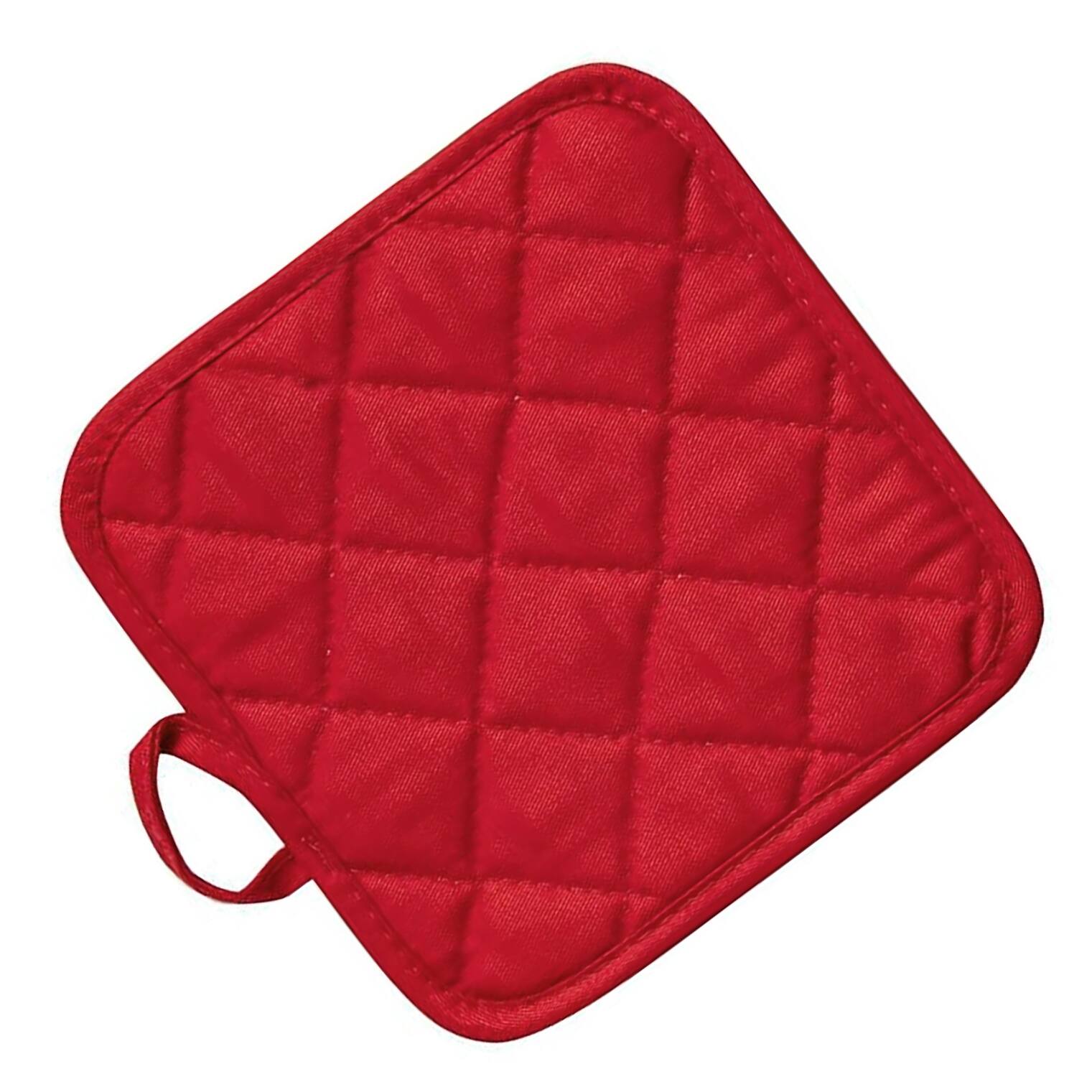 Red Heat Resistant Thick Soft Quilted Lining Kitchen Potholder Pot