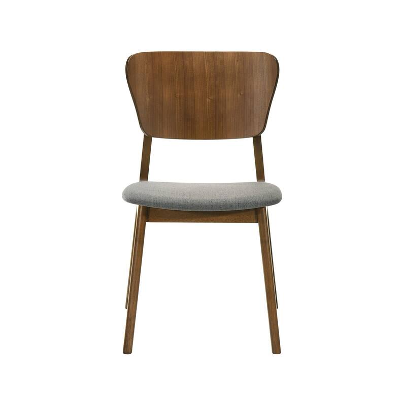 Walnut/Gray Fabric Upholstered Wood Frame Dining Chair, Set of 2, Sturdy Dining Chair for Dining Rooms - 17.5