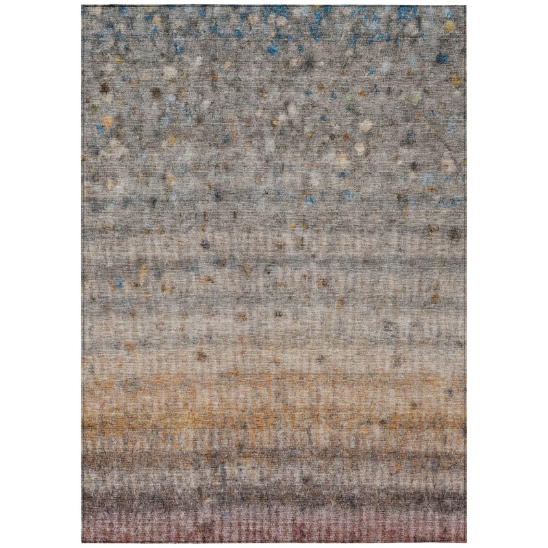 Machine Washable Indoor/ Outdoor Ombre Stripes Chantille Rug