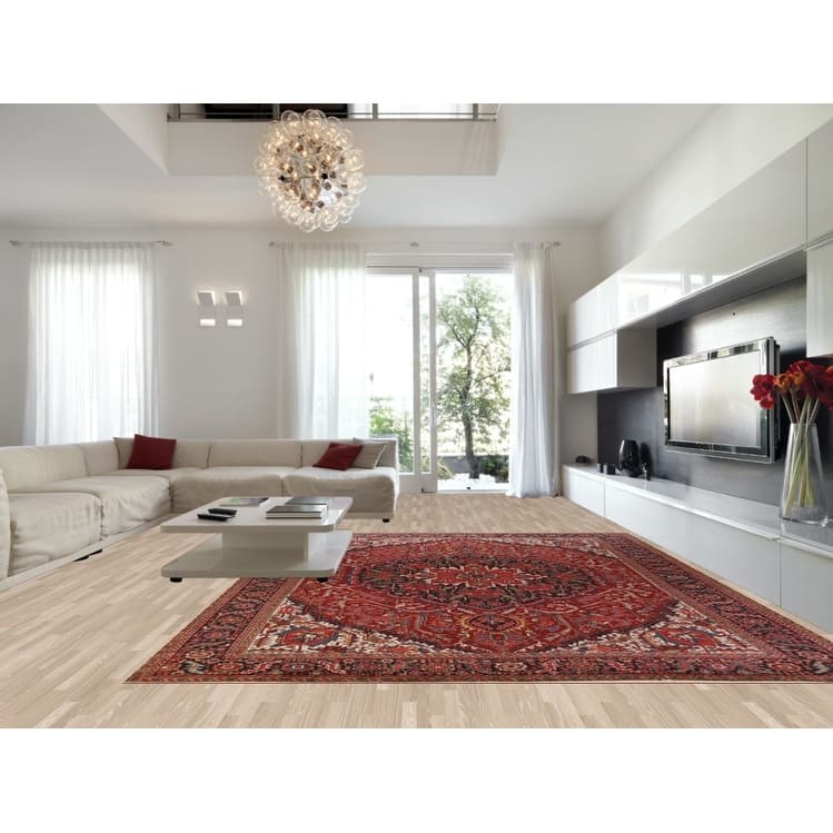 Hand Knotted Oriental 100% Wool Carpet Traditional Medallion Red Heriz (serapi) Area Rug - 15' 0'' X 11' 8''