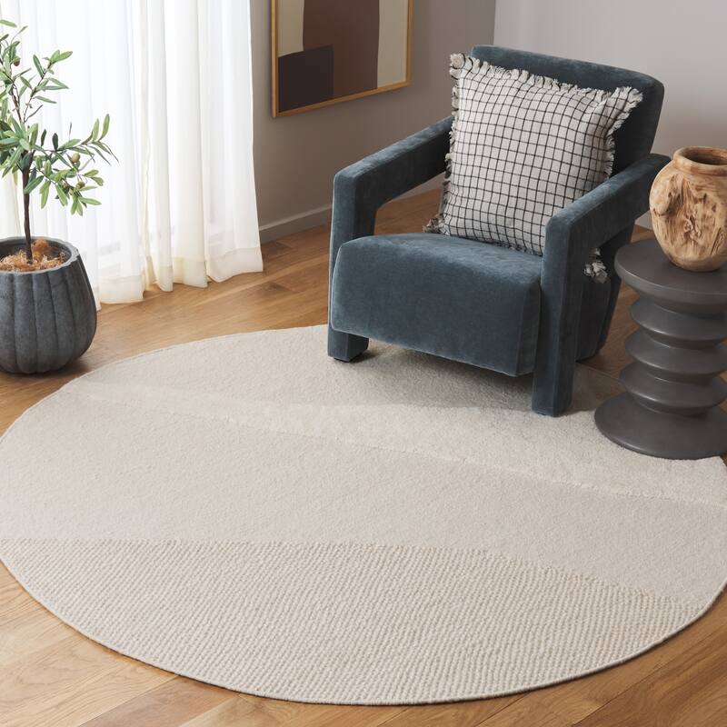 SAFAVIEH Hand-Woven Vermont Johnna Transitional Wool Rug - 6' Round - Ivory