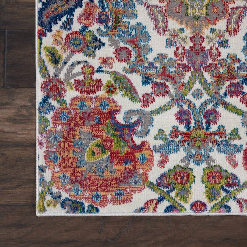 Hisi Power Loomed Distressed Abstract Floral Traditional Non Skid Area Rug By HomeRoots - 96' X '28' X '0.5