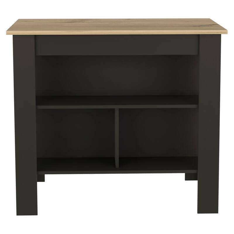 Kitchen Island Dozza, Three Shelves - Black