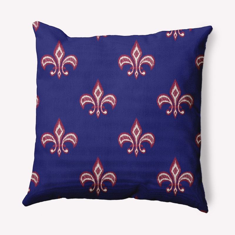 Fleur de Lis Indoor/Outdoor Throw Pillow - 20" x 20" - Indigo Blue