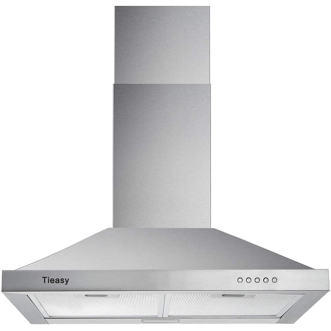 Tieasy Range Hood 30 inch Stainless Steel Wall Mount Stove Hood Ducted/Ductless - Silver