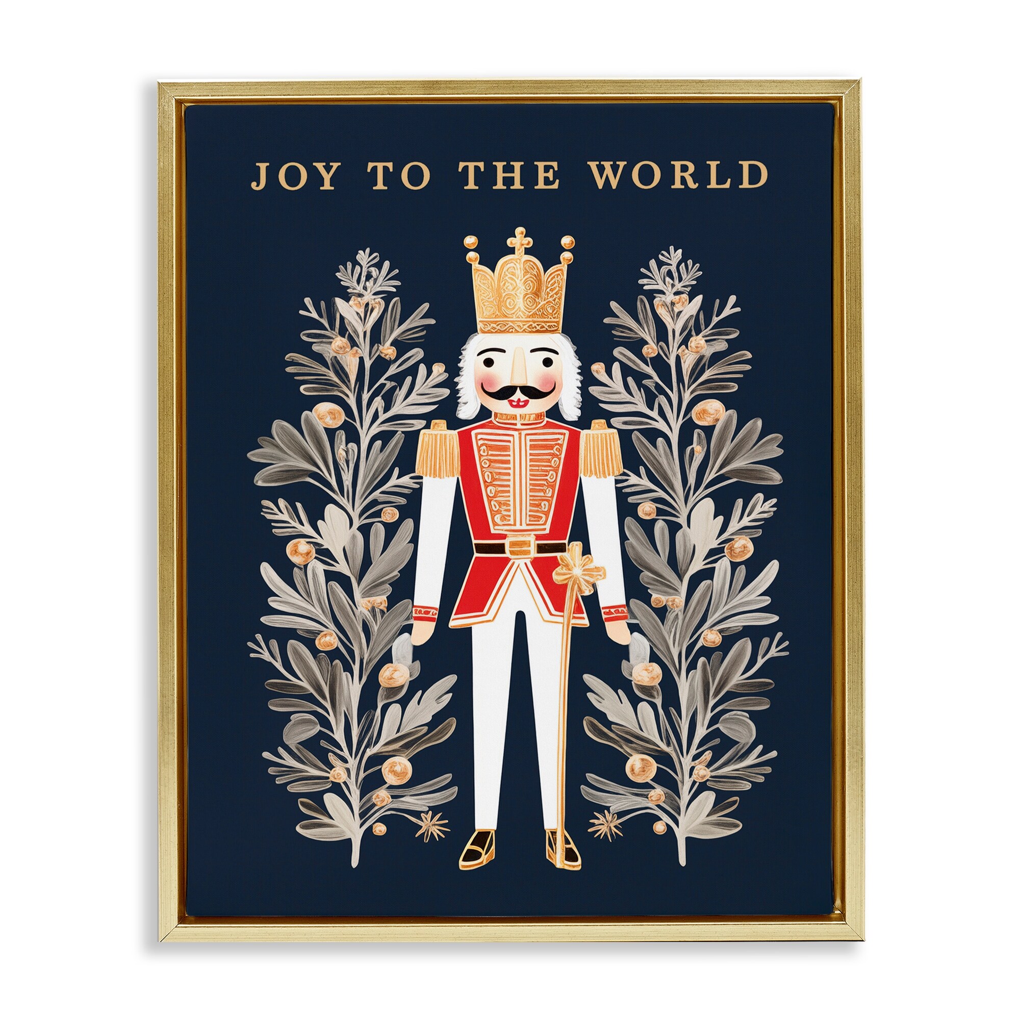 Stupell Joy To World Happy Nutcracker Framed Floater Canvas Wall Art Design By Heidi Kuntz