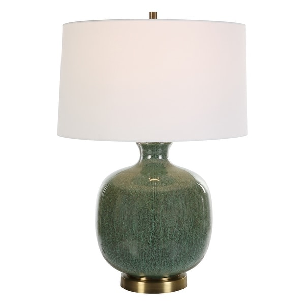 slide 2 of 7, Uttermost Nataly Aged Green Table Lamp - 26"H, Shade 10"H x 18"Dia.