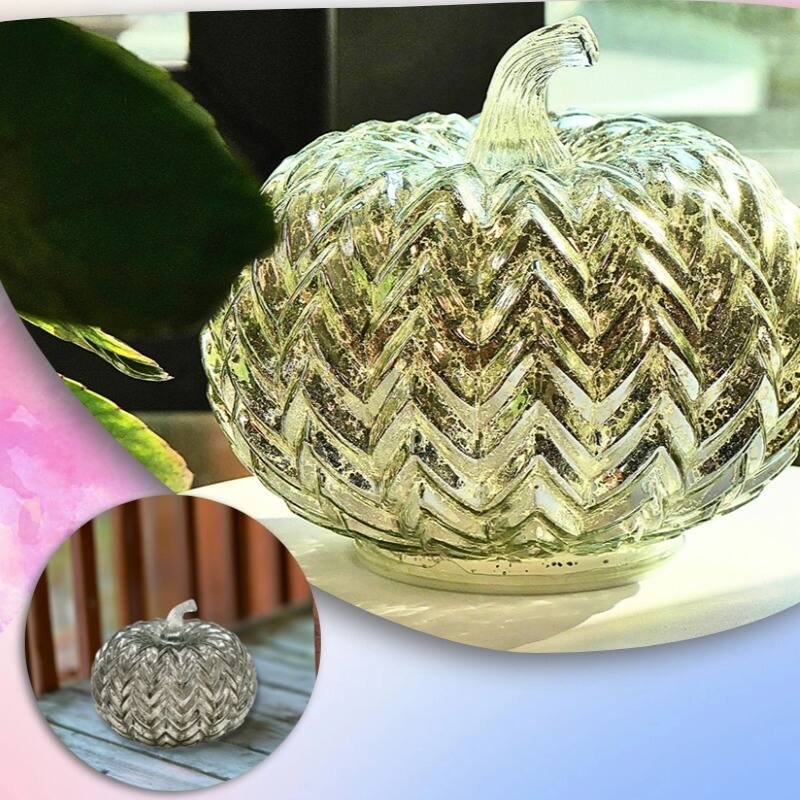 Mercury Glass Pumpkin Lights with Timer – Fall Halloween Table Decorations for Home & Thanksgiving Decor