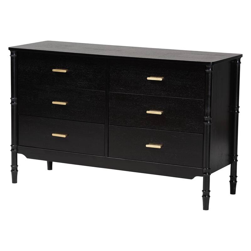 Marisela 4-Piece Black Bedroom Set - Canopy Bed with Synthetic Rattan Headboard, Matching Dresser, Chest, and Nightstand