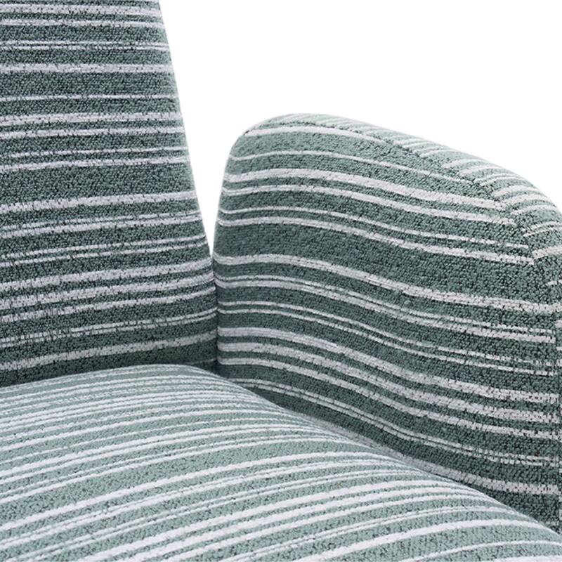 Modern Style 360° Swivel Leisure Chair Fabric Striped Armrest Swivel Chair and metal bracket, suitable for living room, balcony