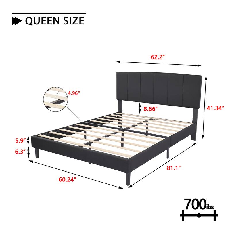 Alazyhome Upholstered Platform Bed Frame with Bedside Cupboard