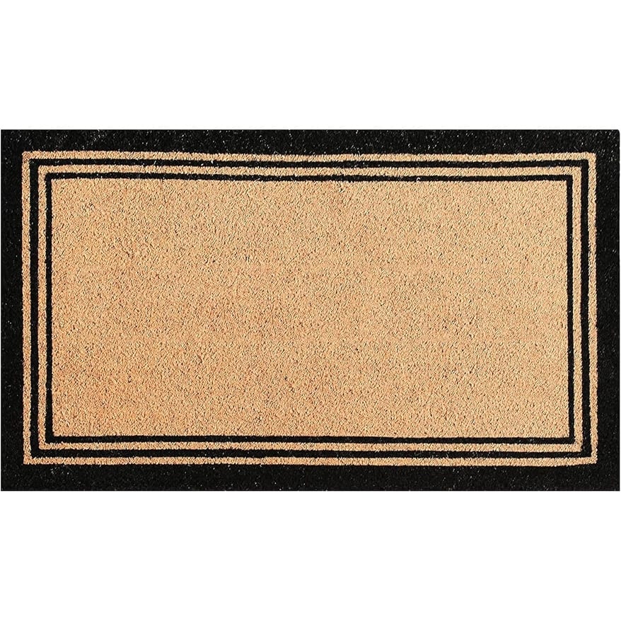 A1HC Natural Coir Doormat With Classic Border Heavy Duty PVC Backing Indoor Outdoor Porch Entry Doormat