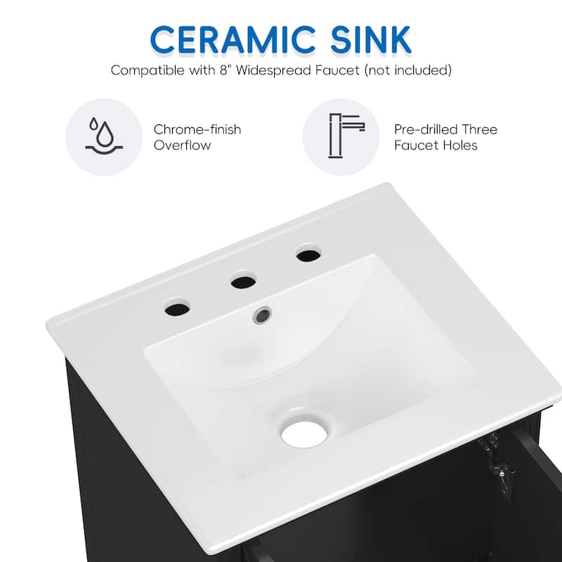 Sleek 20" Bathroom Vanity Set with Sink‌ – Features Dual-Door Cabinet, Magnetic Door Catcher & Adjustable Leveling Feet