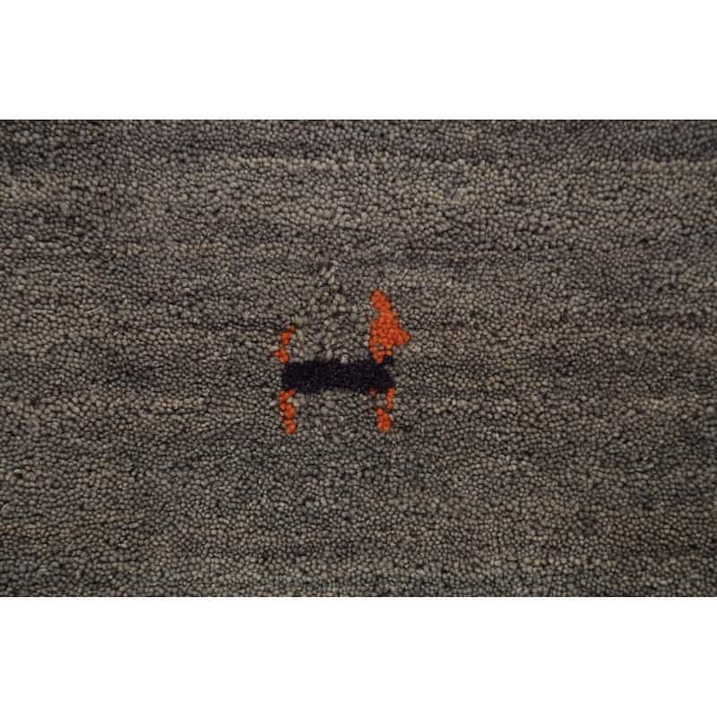 Tribal Gray Gabbeh Square Area Rug Handmade Wool Carpet - 6'6"x 6'7"