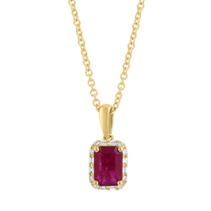 EFFY 18K Gold Diamond Natural Ruby Pendant Necklace