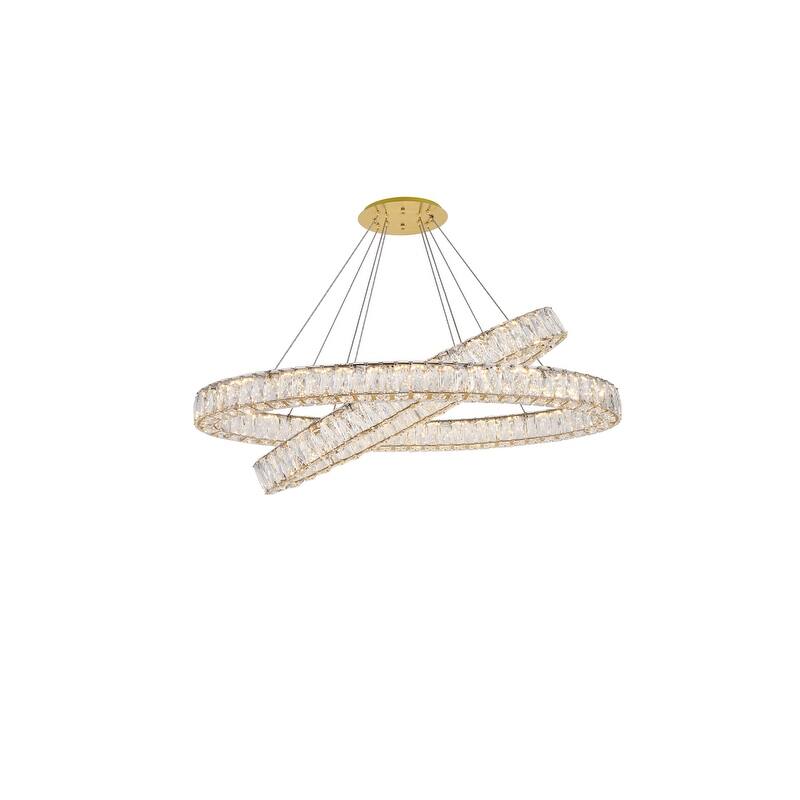 Madelyn Integrated LED light Chrome Chandelier Clear Royal Cut Crystal - 41"W X 10.9"H - 41"W X 10.9"H