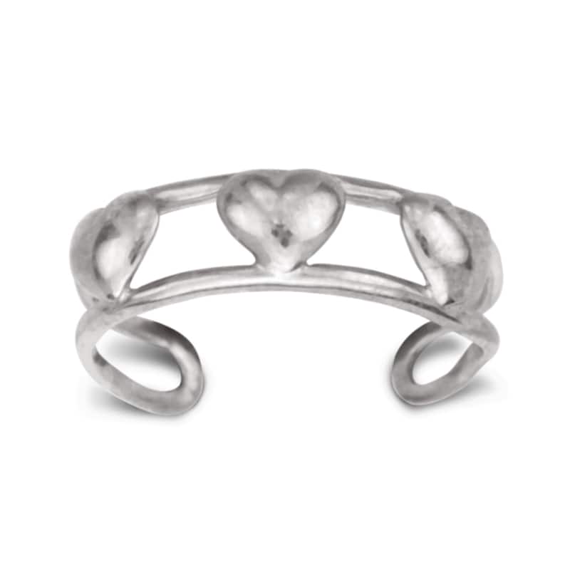 14K Yellow or White Gold Adjustable Triple Heart Toe Ring