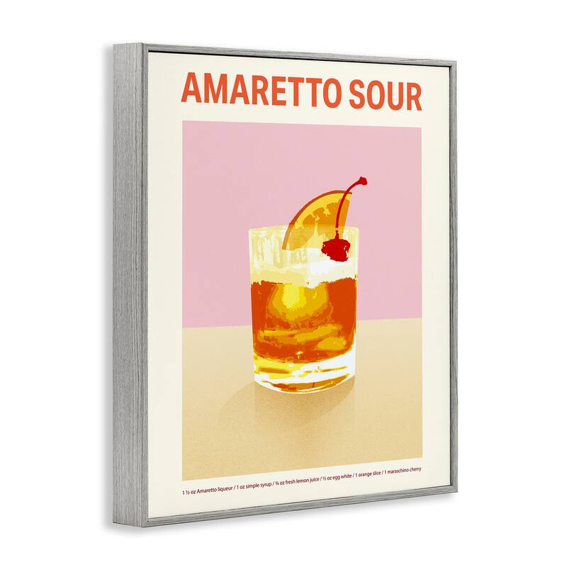 Stupell Amaretto Sour Classic Drink Framed Giclee Art Design By Victoria Barnes