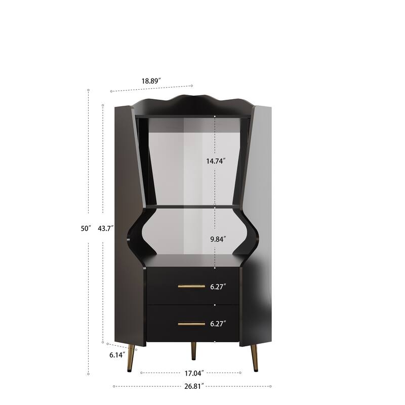 Rossetta Contemporary Elegance Mirrored Back Sideboard Bar Cabinet with Open Storage Shelves