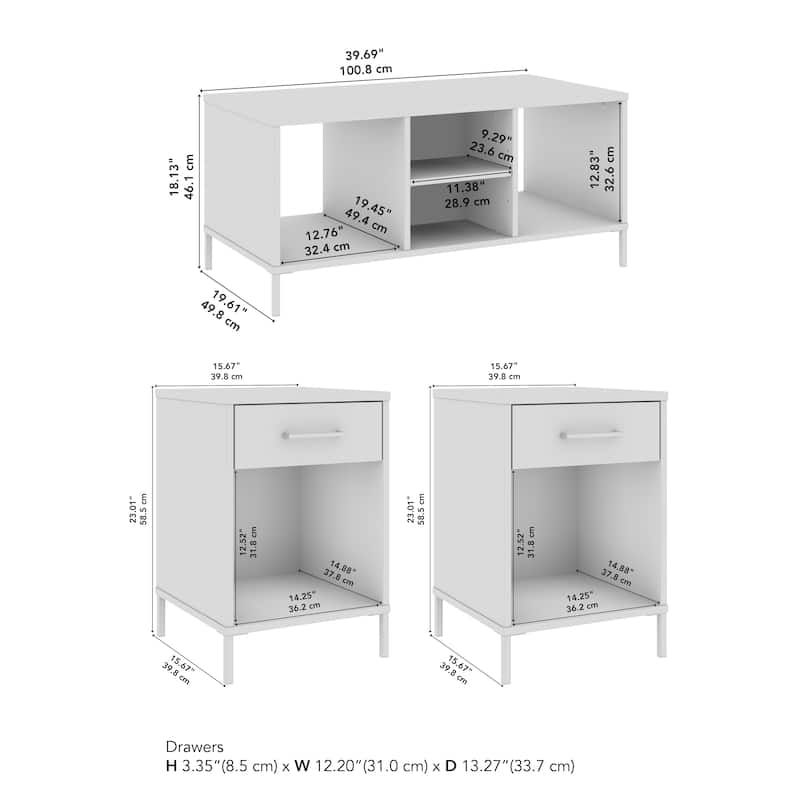 Bush Furniture Essence Living Room Coffee Table with End Tables